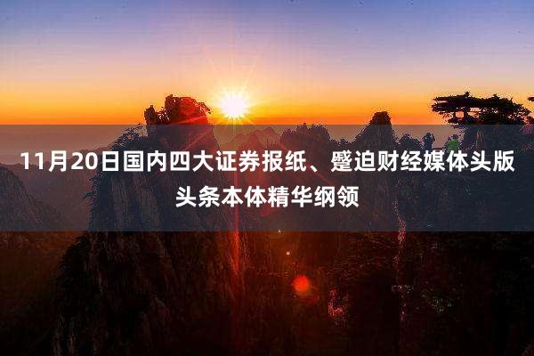 11月20日国内四大证券报纸、蹙迫财经媒体头版头条本体精华纲领