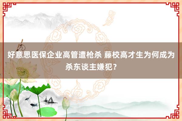 好意思医保企业高管遭枪杀 藤校高才生为何成为杀东谈主嫌犯？